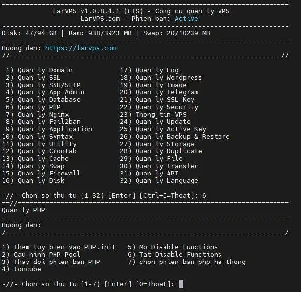 Hướng dẫn bật ionCube trên Larvps 2 larvps 1