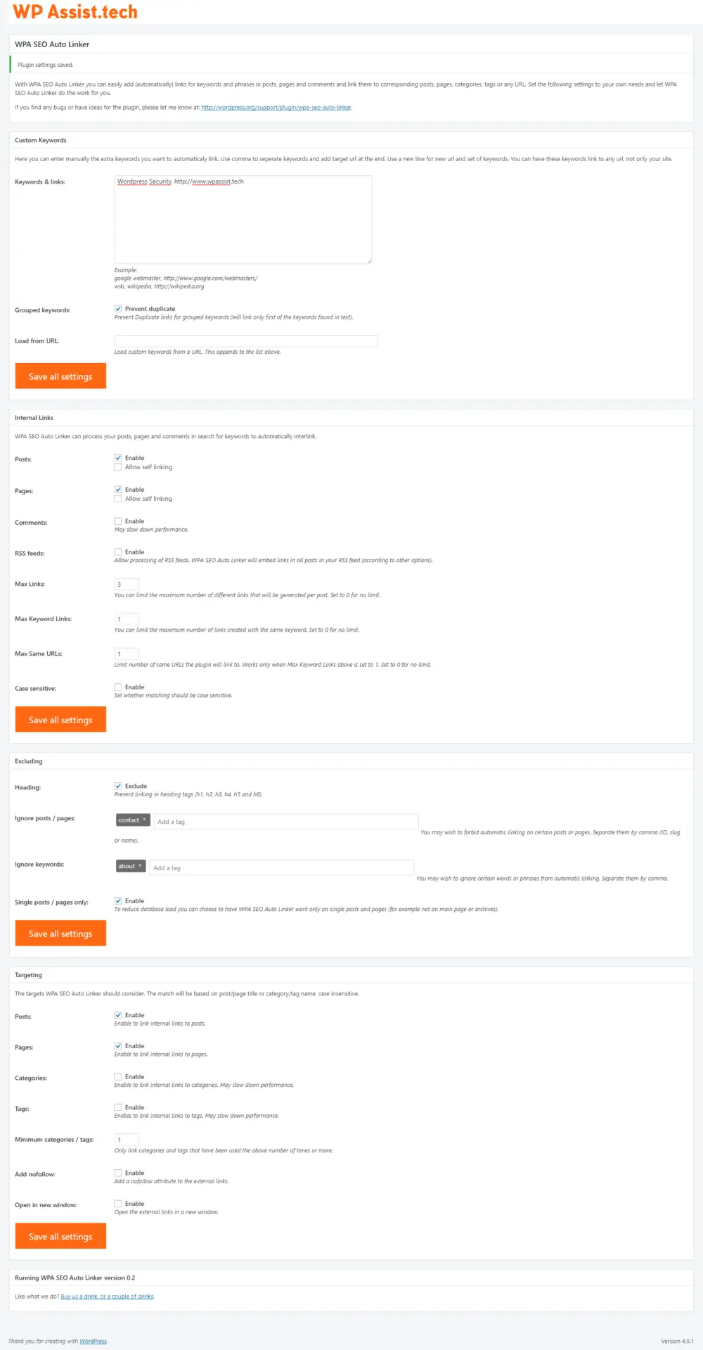 Plugin tu dong gan link vao trong bai viet hoac trang