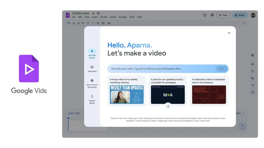 Google Vids - Ứng Dụng Chỉnh Sửa Video AI Mới Của Google Hinh anh 2: Google Vids - Ung Dung Chinh Sua Video AI Moi Cua Google